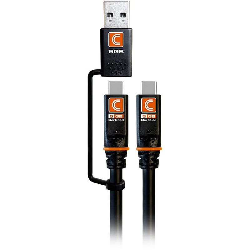 Comprehensive Pro AV/IT Integrator 10 ft. USB‑C to USB‑C/USB‑A Cable, Male to Male, Black (TF5G‑CCA‑10PROBLK) image 1