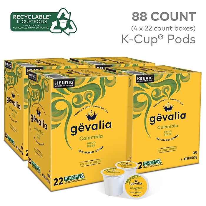 Gevalia Colombia Coffee Keurig K-Cup Pods, Medium Roast, 88/Box