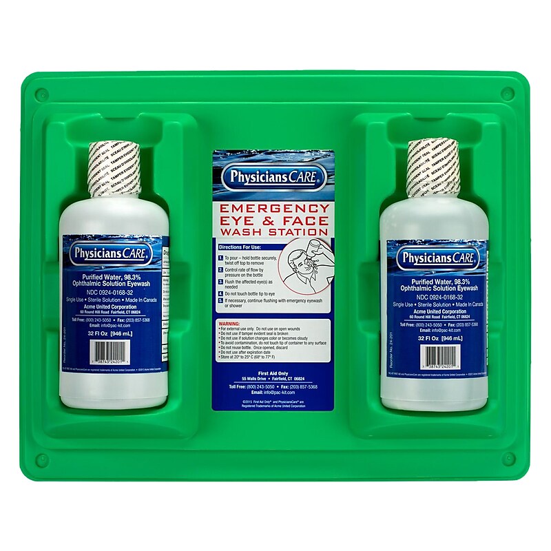 PhysiciansCare Double Station Eyewash, 32 fl. oz., 6/Carton (24-300) image 1