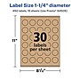 Avery Laser/Inkjet Multipurpose Circle Labels, 1.25" Dia, Kraft Brown, 450/Pack (94505)~#|#~7EA9A5AA-20E8-4820-B705256786022277_sc7