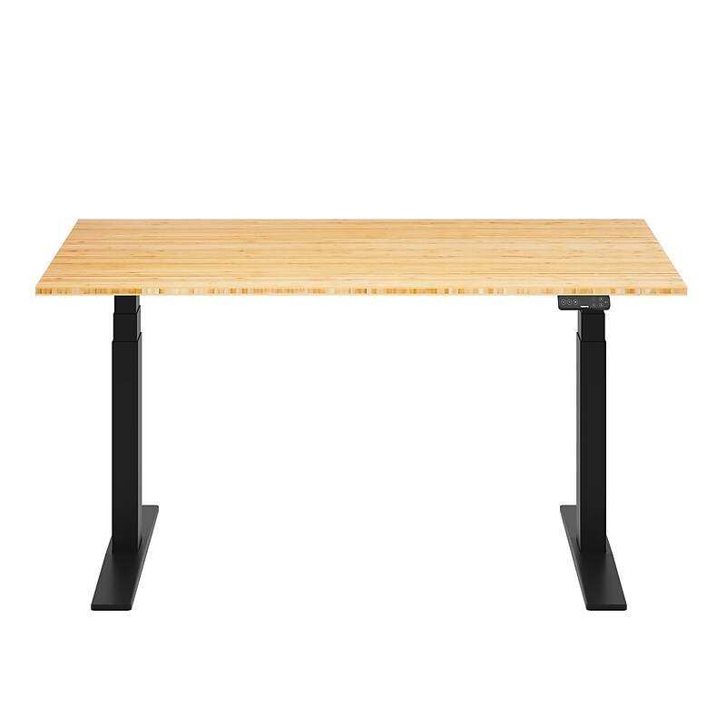 FlexiSpot E7COMMERCIAL 60''W Electric Height Adjustable Standing Desk, Bamboo/Black(E7BCOM6030-LBZB) image 1
