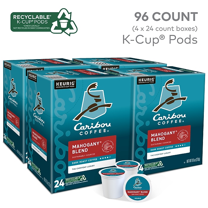 Caribou Mahogany Blend Coffee Keurig® K-Cup® Pods, Dark Roast, 96