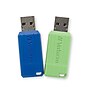 Verbatim PinStripe 16GB USB 2.0 Type A Flash Drive, Blue/Green, 2/Pack (99149)~#|#~7EAF09DB-BCAB-4C82-9DEB04CF39FD3FD2_sc7