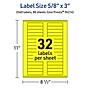 Avery Laser/Inkjet Rectangle Multipurpose Labels, 5/8" x 3", Neon Yellow, 2560/Box (94214)~#|#~7EAFD639-F043-4643-870665402D907113_sc7
