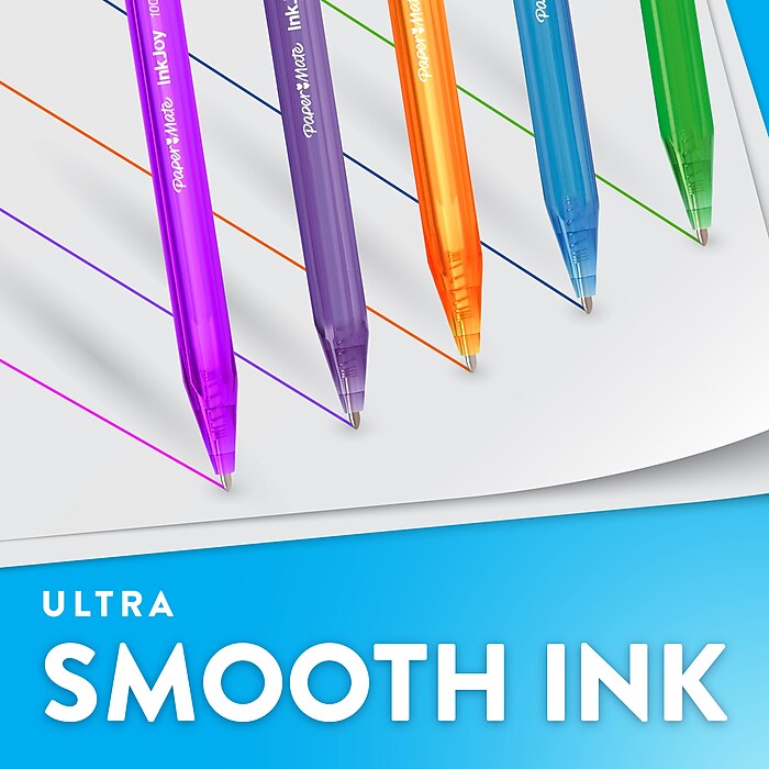 PAPER:MATE InkJoy 100 – Set 5 Penne A Sfera Rosse, Punta Media (M), Impugnatura Triangolare, Confezione Colorata