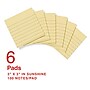 Staples Pop-up Sticky Notes, 3" x 3", Sunshine Collection, Lined, 100 Sheets/Pad, 6 Pads/Pack (ST62874)~#|#~7EBFFCCC-3A58-44F3-9945223346631136_sc7