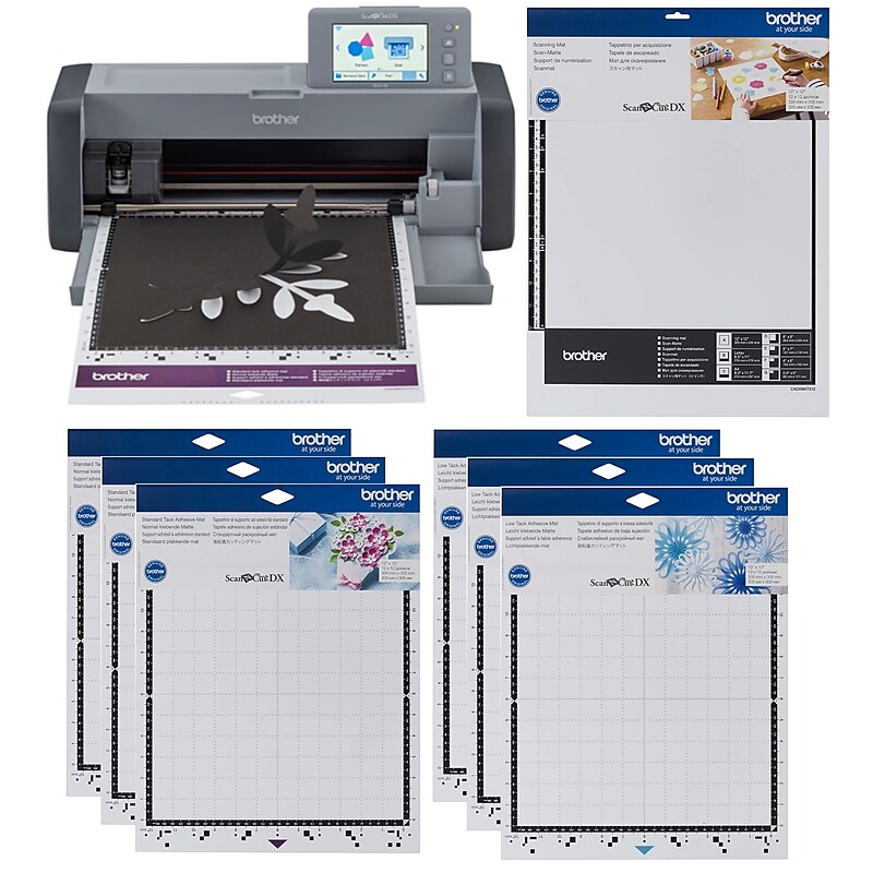 Brother ScanNCut DX Electronic Cutting Machine with Scanner (SDX125EGY), 6 Adhesive Mats, 1 Non-Tack Scanning Mat, 12" x 12" image 1