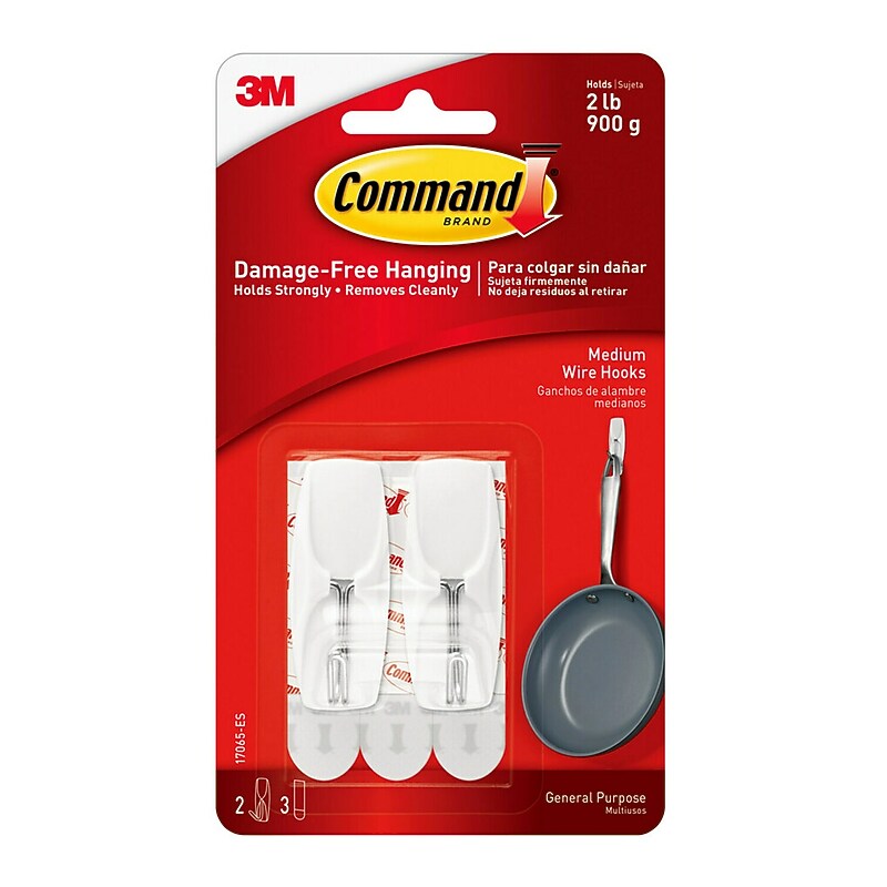 Command Medium Wire Hook, 2 lb., White, 2/Pack (17065-ES) image 1