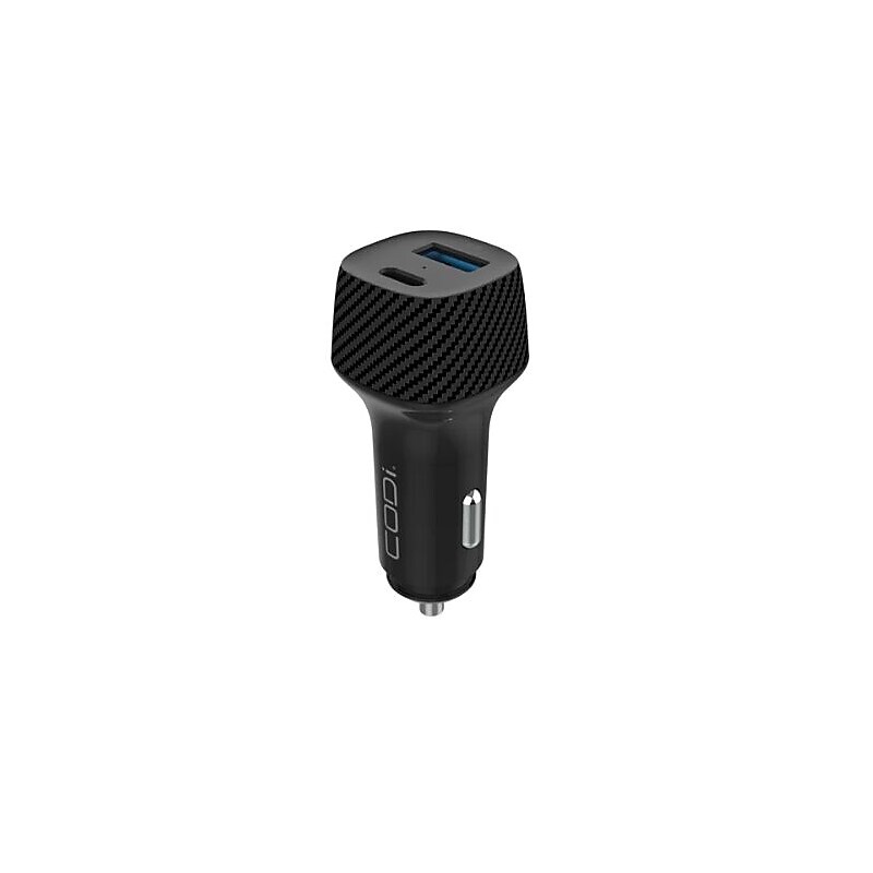 CODi 20W Dual Port Car Charger, USB-A & USB-C Outputs (A01109) image 1