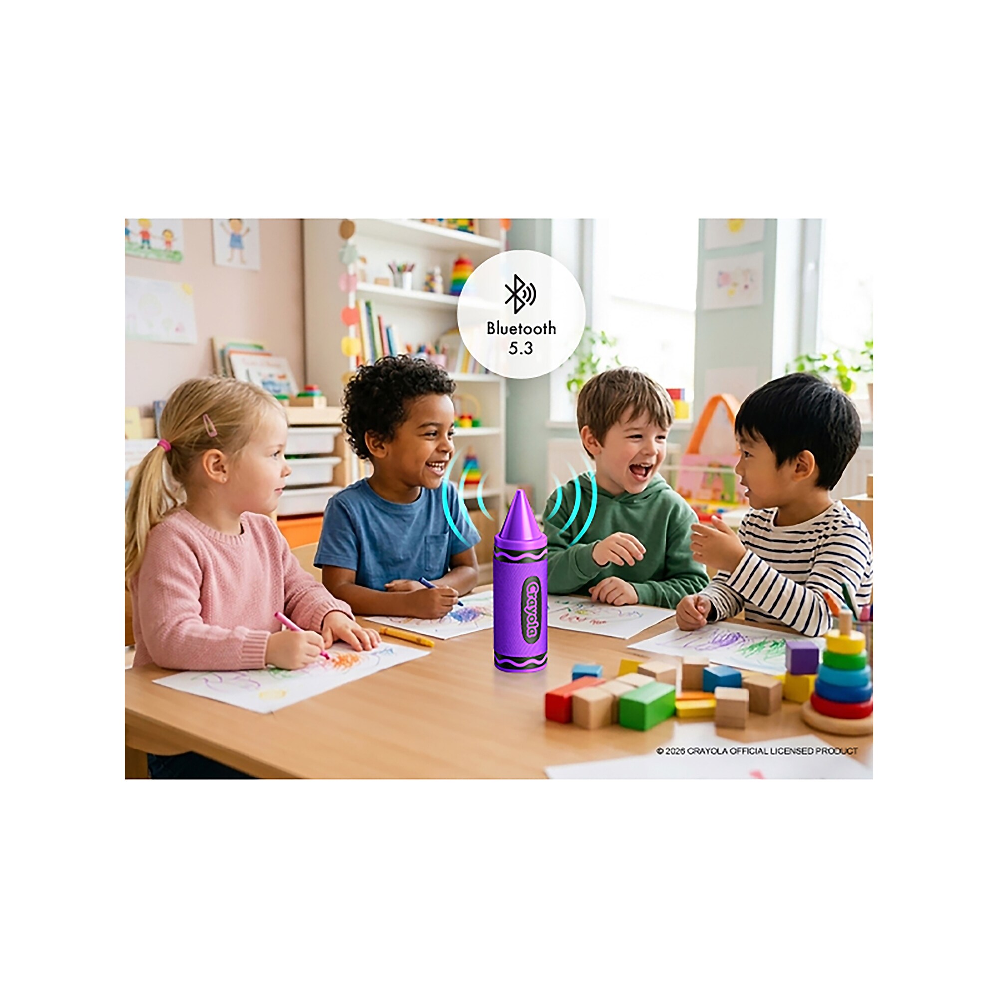 Crayola Wireless Bluetooth Portable Rechargeable Crayon Speaker with FM Radio, TWS & USB/microSD/Aux, Purple (CBT450PP) Sansujyuku sansujyuku.com