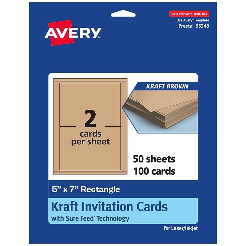 Avery Integrated Cards, 5" x 7", Matte Kraft Brown, 100/Box (95348) image 1