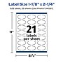 Avery Laser/Inkjet Multipurpose Labels, White, 21 Labels/Sheet, 25 Sheets/Pack (94061-WMP25)~#|#~7ECFA816-8A2D-4088-999AC4573921AD5E_sc7