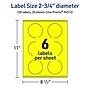 Avery Round Laser/Inkjet Multipurpose Labels, 2.75" Dia, Neon Yellow (120/Pack)~#|#~7ED58D37-01EB-430A-96ABF74E7CA3D360_sc7