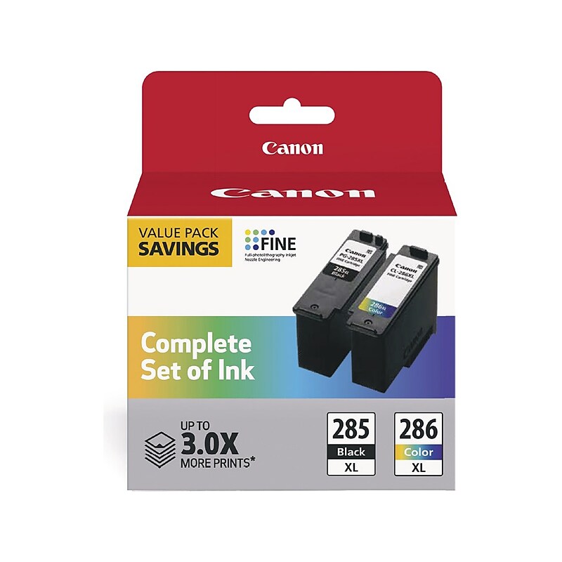 Canon PG-285 XL/CL-286 XL Black/Tri-Color High Yield Ink Cartridges, 2/Pack (6196C004) image 1