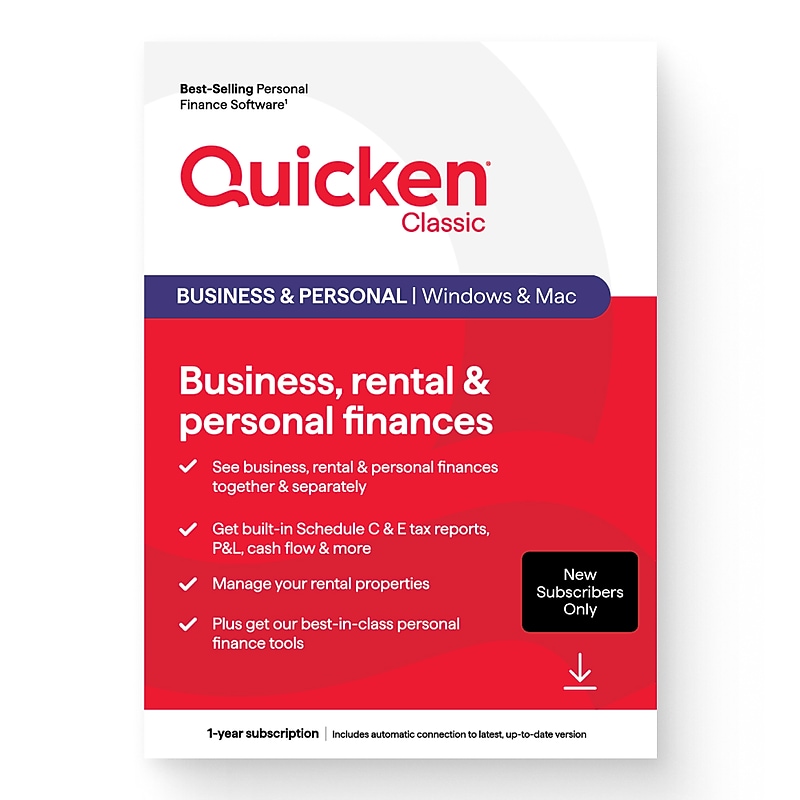 Quicken Classic Business & Personal for New Subscribers Only, 1 User, Windows/Android/iOS, Download (170478) image 1