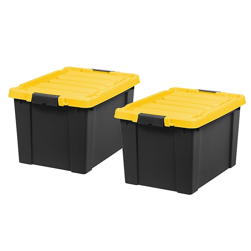 Iris Stor-It-All 78.5 Quart Storage Container with Lid, Plastic, Black, 2/Pack (540016) image 1