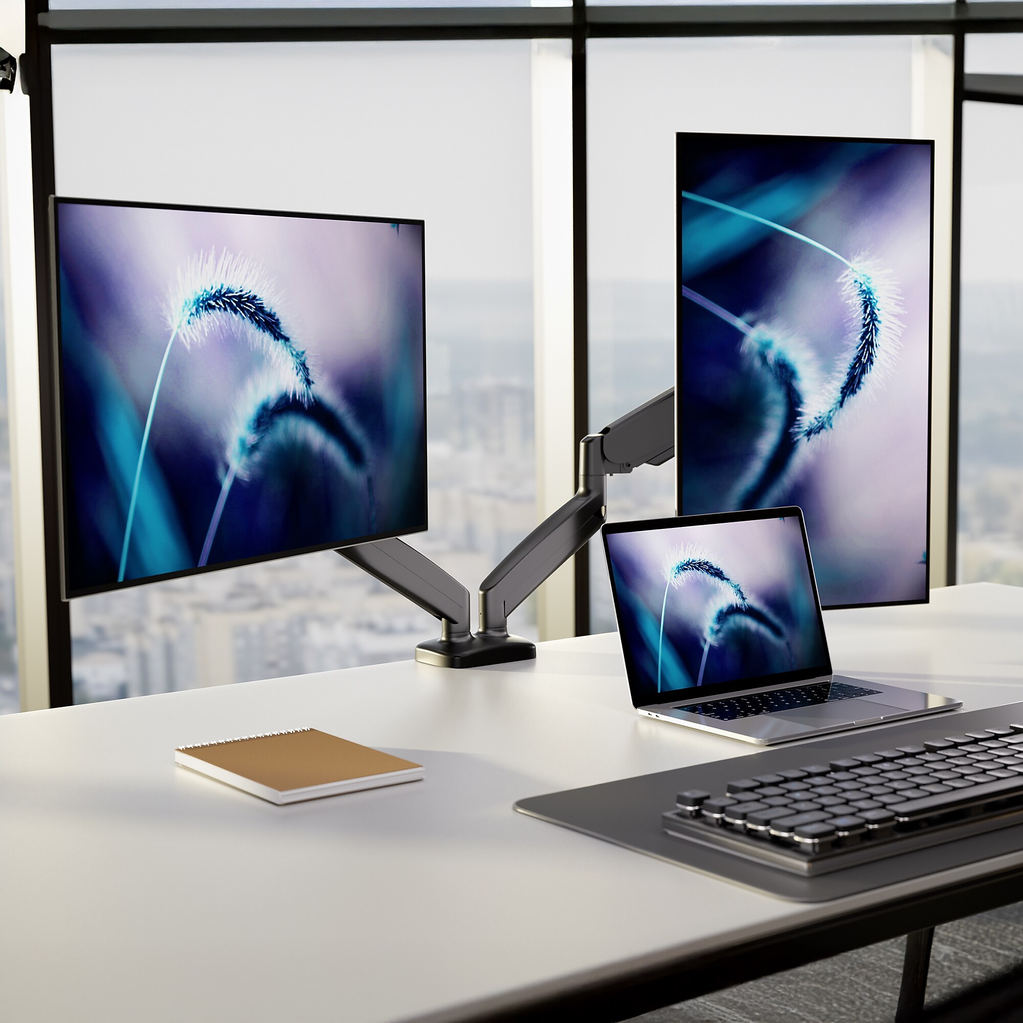 Mount-It! Adjustable Dual Monitor Desk Mount with Gas Spring Arms, Up to 32″ Monitor, Black (MI-1882BLK) Sansujyuku sansujyuku.com
