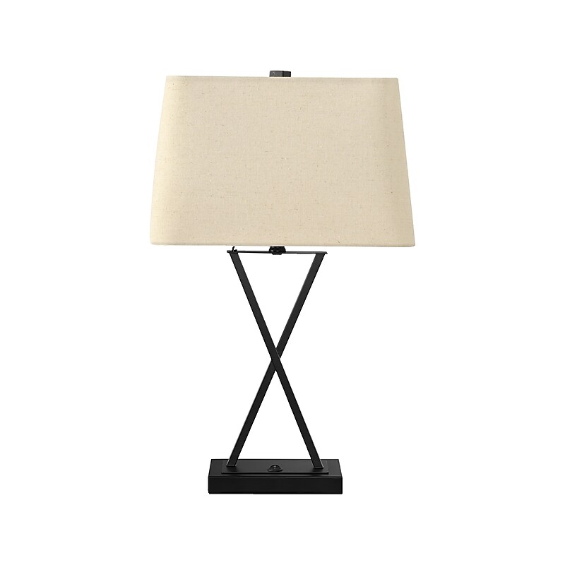 Monarch Specialties Inc. Incandescent Table Lamp, Matte Black/Beige (I 9638) image 1