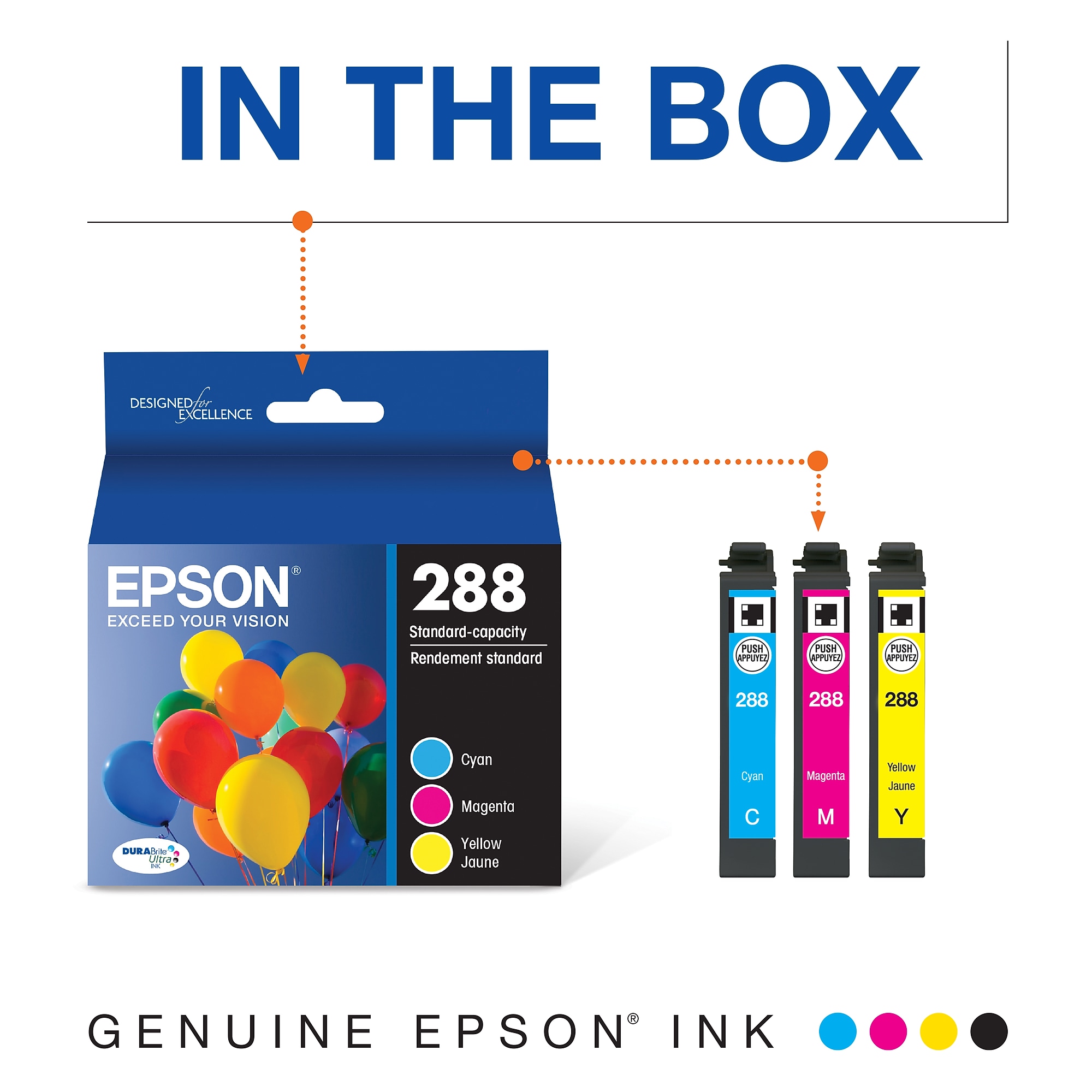 Epson T288 Cyan/Magenta/Yellow Standard Yield Ink Cartridge, 3/Pack   (T288520-S) Sansujyuku sansujyuku.com