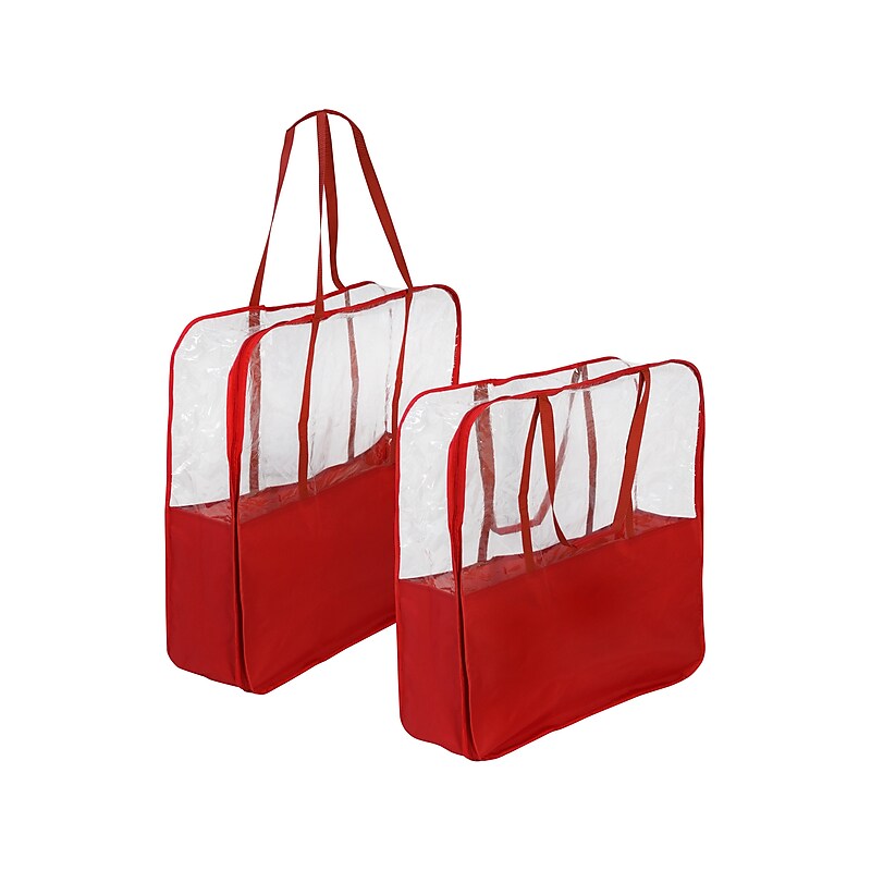 Honey-Can-Do Holiday Storage Container with Handles and Zipper, Polyester/Plastic, Red, 2/Pack (SFT-09405) image 1