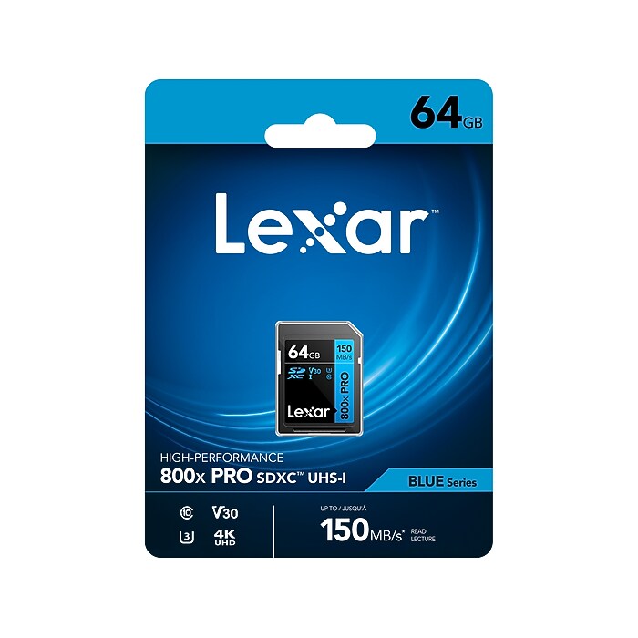 Lexar High-Performance 800x PRO BLUE Series 64GB SDXC Memory