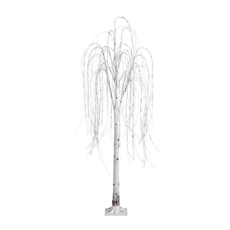 Nearly Natural 6-ft Pre-Lit Artificial White Weeping Willow Tree with 160 Warm White LED Lights (T4923) image 1