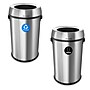 Alpine Industries Stainless Steel Recycling Bin and Trash Can with Open Lid, 34 Gallon, Silver, 2/Pack (ALP470-65L-R-T)~#|#~7F08EEB7-5FE3-4E38-B7D34D4A7B67F9DF_sc7