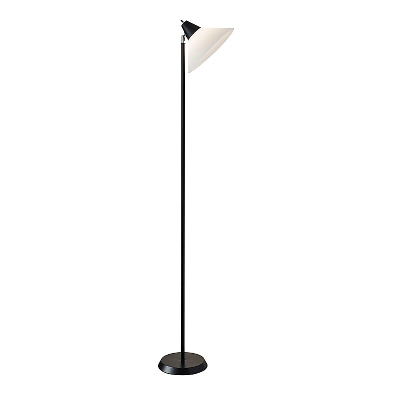 Adesso Swivel 71.5"H Black Torchiere Floor Lamp with White Cone Shade (3677-01) image 1