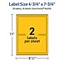 Avery Laser/Inkjet Rectangle Multipurpose Labels, 4.75" x 7.75", Bright Yellow, 20/Pack (94255)~#|#~7F19B451-AEC2-4708-A3282182620F4601_sc7