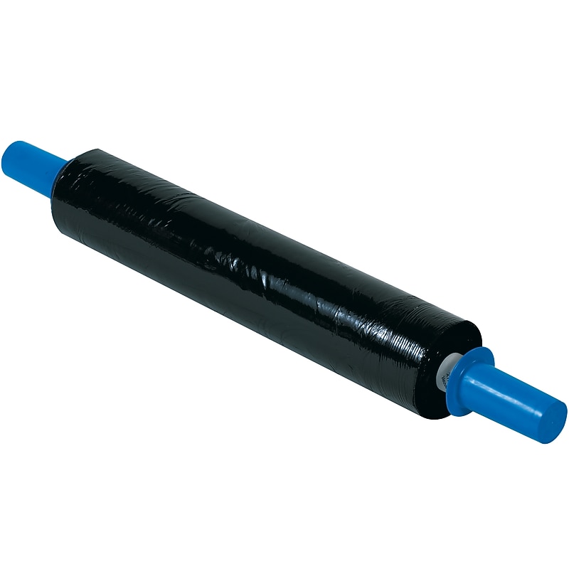 20" x 1000' 80 Gauge Blown Stretch Wrap, Black Opaque, 4/Carton (GOOD2080UVI) image 1