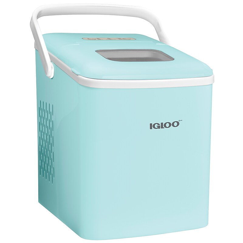 Igloo 26-Pound Automatic Self-Cleaning Portable Countertop Ice Maker Machine With Handle, Aqua (IGLICEB26HNAQ) image 1