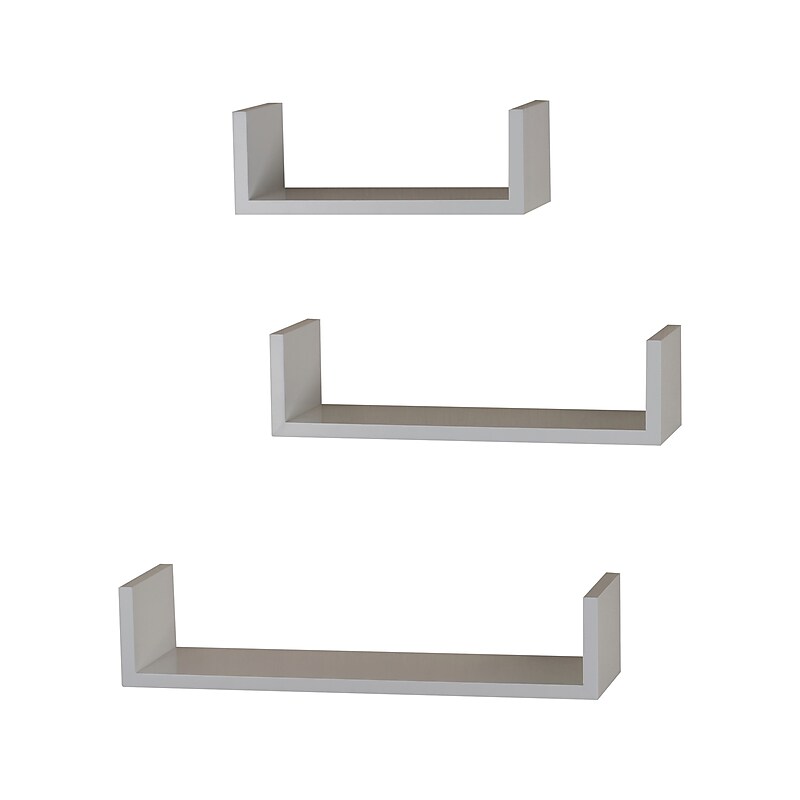 V-Light Wood Wall-Mounted Shelves, White, 3/Pack (VW161011W) image 1