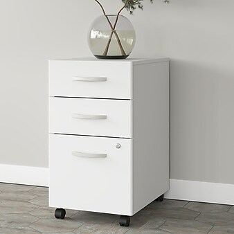 Bush Business Furniture Studio A 3-Drawer Mobile Vertical File Cabinet, Letter/Legal Size, Lockable, White (SDF216WHSU-Z)