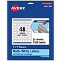 Avery TrueBlock Laser/Inkjet Multipurpose Square Labels, 1" x 1", White, 1200 Labels/Pack (94103)~#|#~7F4C63CF-D837-443D-AF3072270F687D70_sc7