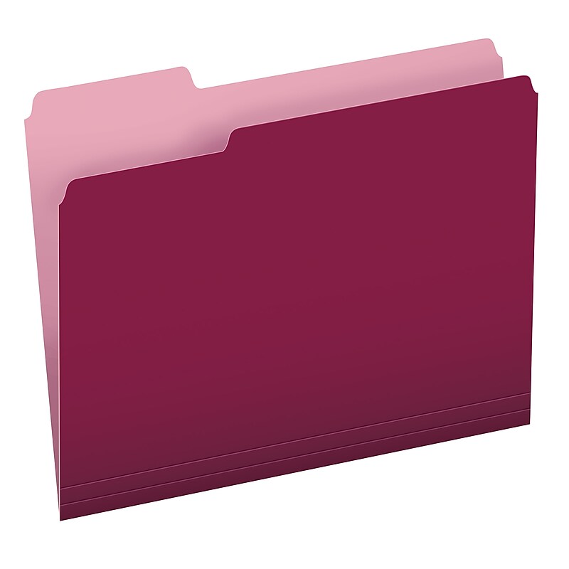 Pendaflex Two-Tone File Folders, 1/3-Cut Tab, Letter Size, Burgundy, 100/Box (152 1/3 BUR) image 1