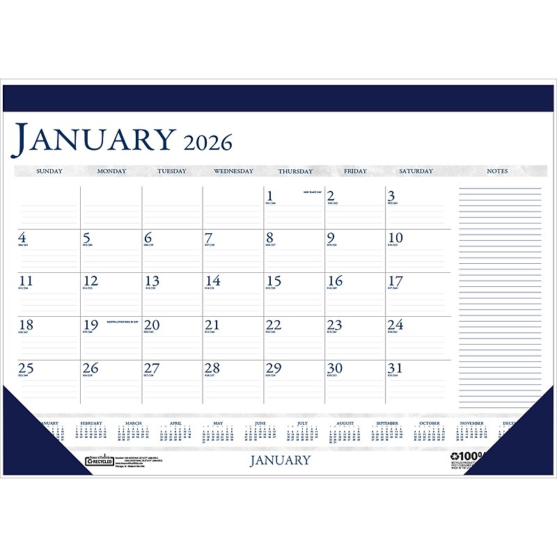 2026 House of Doolittle 22" x 17" Monthly Desk Pad Calendar, Blue (164-26) image 1