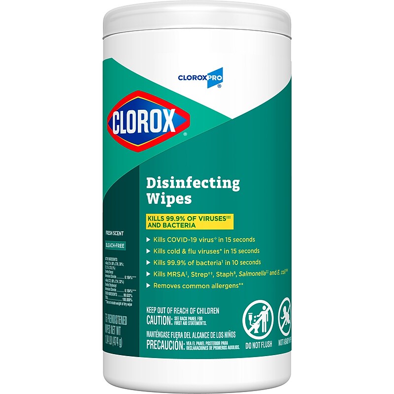 CloroxPro Disinfecting Wipes, Fresh Scent, 75 Wipes/Container (15949) image 1