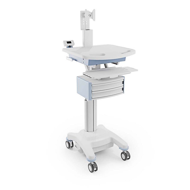 Luxor VitalPower Deluxe Mobile Medical Workstation with Full-Swivel Wheels, White (MCWS004) image 1