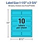 Avery Laser/Inkjet Multipurpose Rectangle Labels, 1.5" x 3.75", Bright Blue, 100/Pack (94205)~#|#~7F67FD22-A912-42AC-A2FCF39B6AAA87CC_sc7