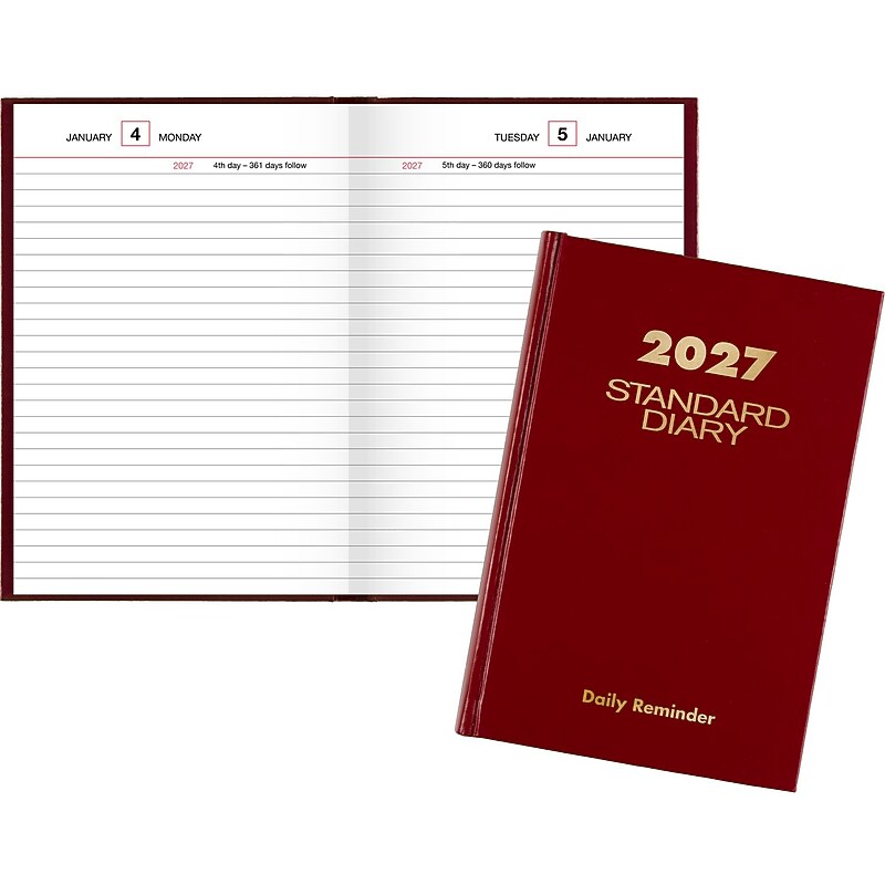 2027 AT-A-GLANCE Hardcover Diary, 5" x 7.5", Wide-Ruled, Red (SD387-13-27) image 1