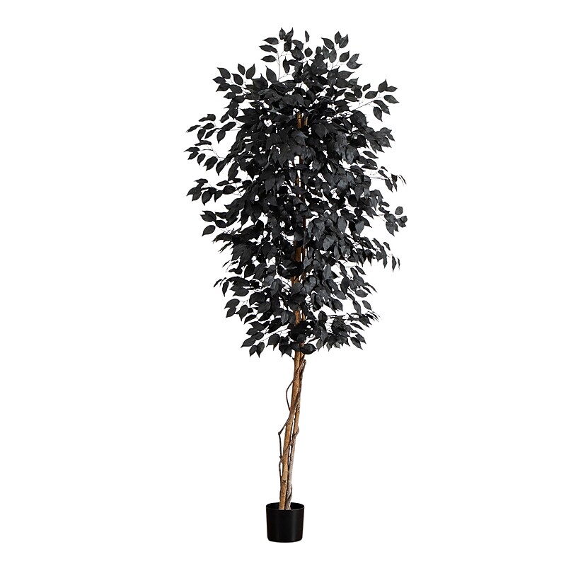 Nearly Natural Artificial Halloween Black Ficus Tree, 6' (T5137) image 1