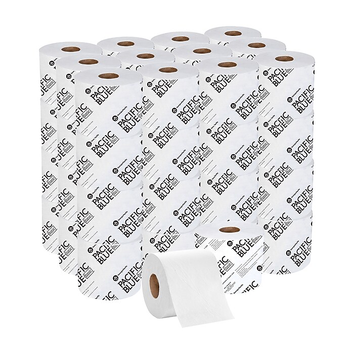 Pacific Blue Basic High Capacity Toilet Paper, 2-Ply, White, 1000