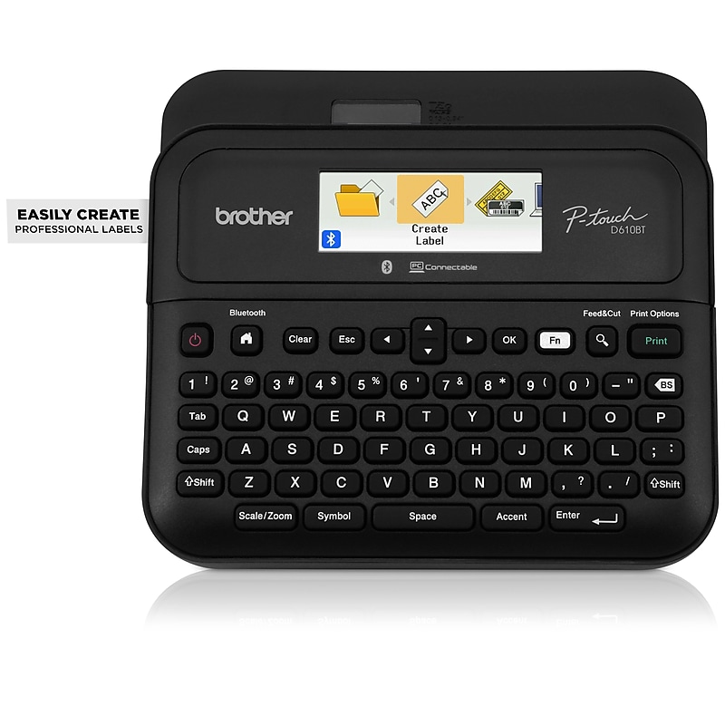 Brother P-touch Desktop Non-Thermal Label Maker with Bluetooth, Black (PT-D610BT) image 1