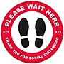 Avery Directional "Please Wait Here" Preprinted Floor Decals, 10.5" Diameter, White/Red, 5/Pack (83090)~#|#~7F8E655B-235E-4EC6-87DF8DFA69B2A0DD_sc7