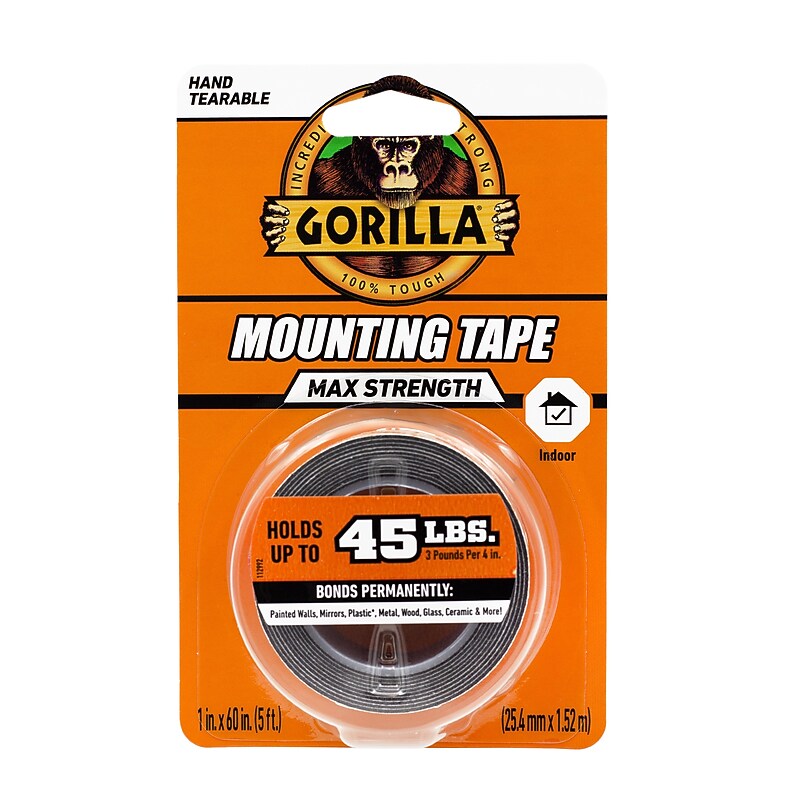 Gorilla Max Strength Mounting Tape, 1" x 60", Black (112962) image 1