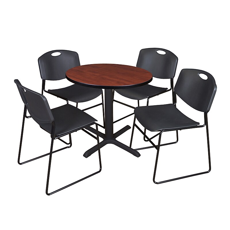 Regency 30-inch Round Laminate Table with 4 Chairs, Black (TB30RNDCH44BK) image 1