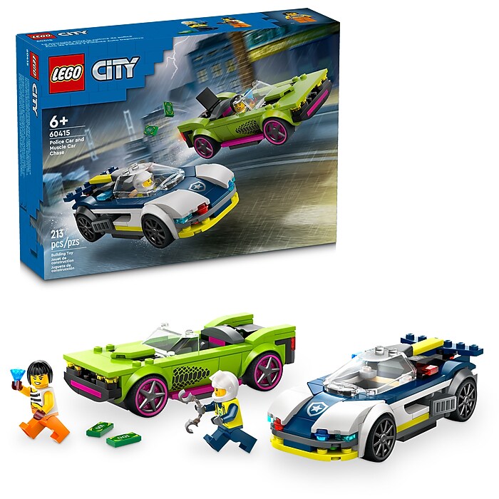 LEGO City Police Car and Muscle Car Chase Building Set, 213 Pieces