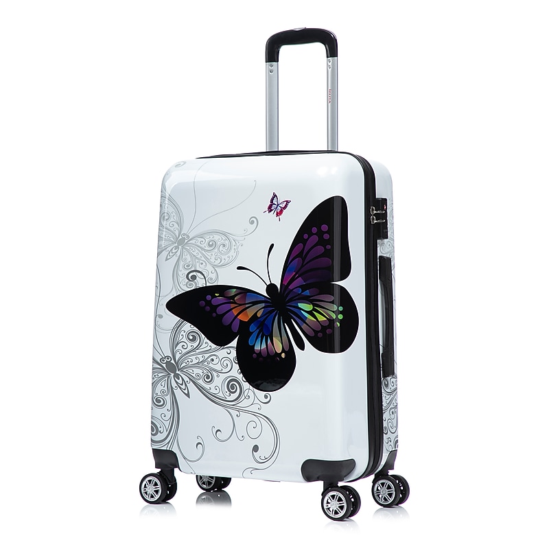 InUSA 24" Hardside Butterfly Suitcase, 4-Wheeled Spinner, TSA Checkpoint Friendly, Butterfly (IUAPC00M-BUT) image 1