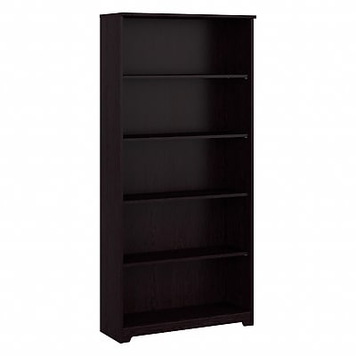 Bush Furniture Cabot 66"H 5-Shelf Bookcase with Adjustable Shelves, Espresso Oak (WC31866)