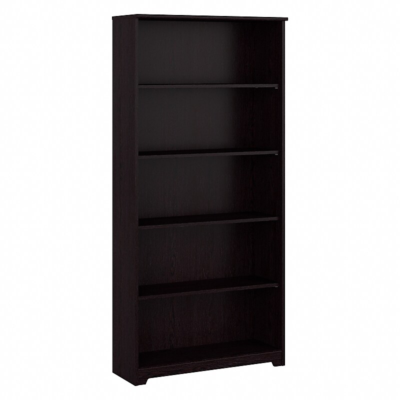 Bush Furniture Cabot 66"H 5-Shelf Bookcase with Adjustable Shelves, Espresso Oak (WC31866) image 1